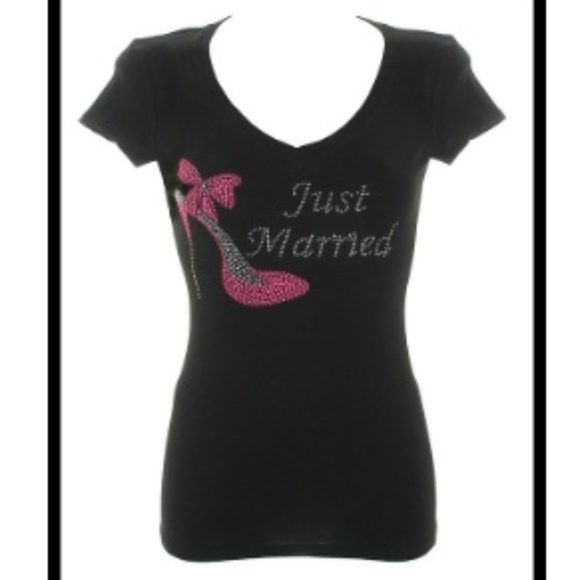 JUST MARRIED RHINESTONE TEES | JUST MARRIED TANK - Picture 2 of 4
